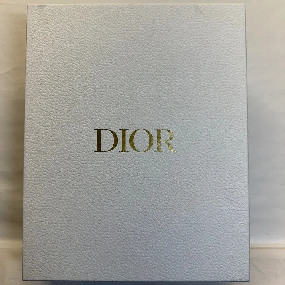 Dior Gift Box 12x9.5x4 White Gold Logo Ribbon Tissue Luxury Designer Packaging